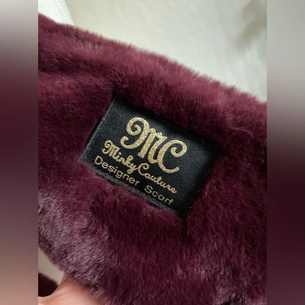 Plush Faux Fur Scarf Wrap in Deep Wine - Women's Fashion Accessory
